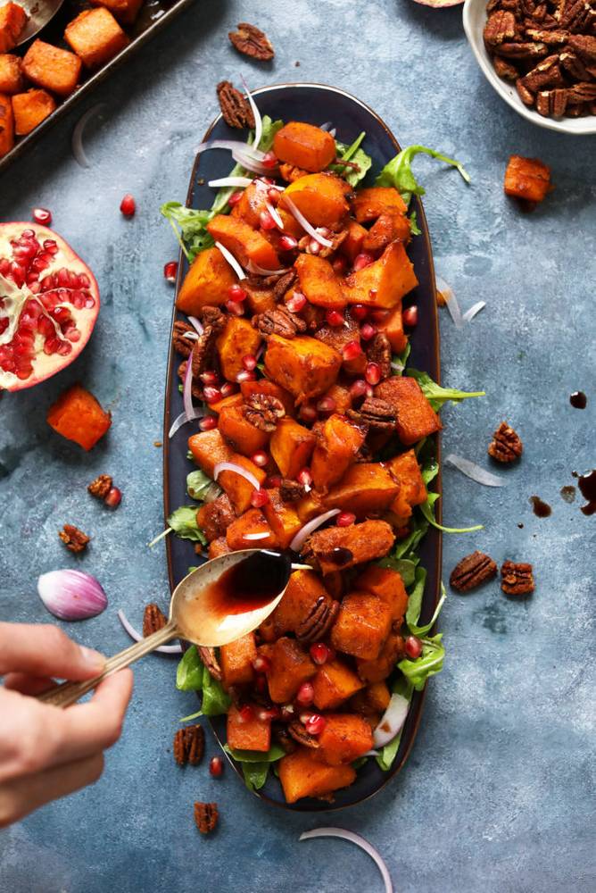 Sweet & Spicy Roasted Squash & Pecan Salad