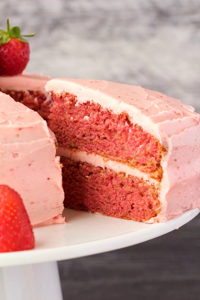 Vegan Strawberry Cake with Strawberry Frosting