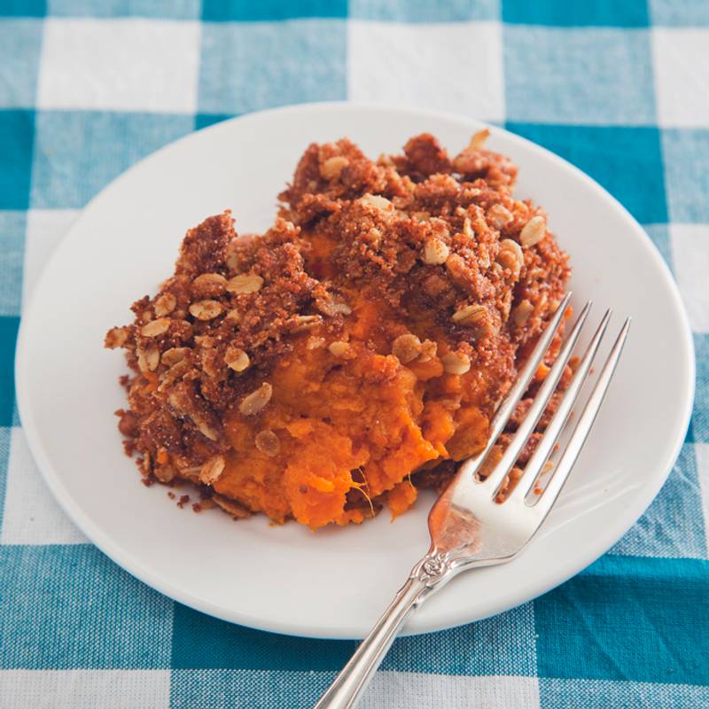 Make-Ahead Sweet Potato Casserole with Cinnamon Pecan Oat Crumble (Vegan)