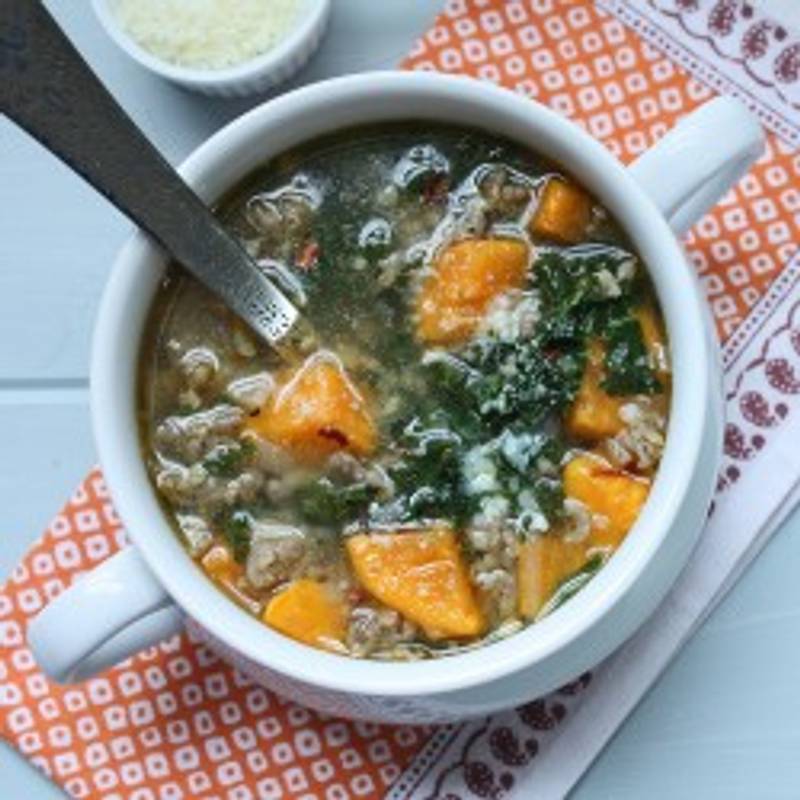 Turkey Sausage, Kale & Pumpkin Soup