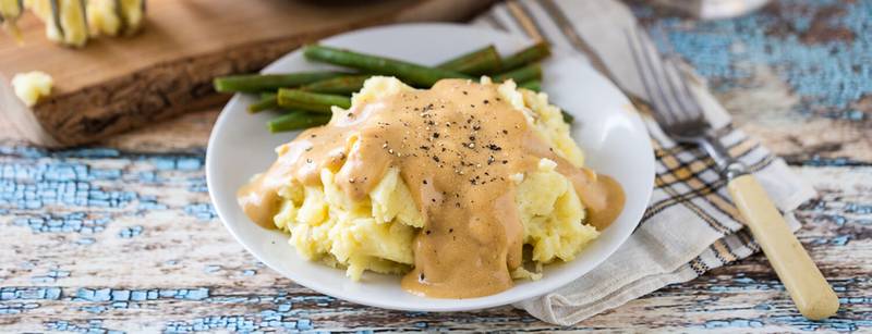 Heather’s Garlic Mashed Potatoes and Creamy Golden Gravy