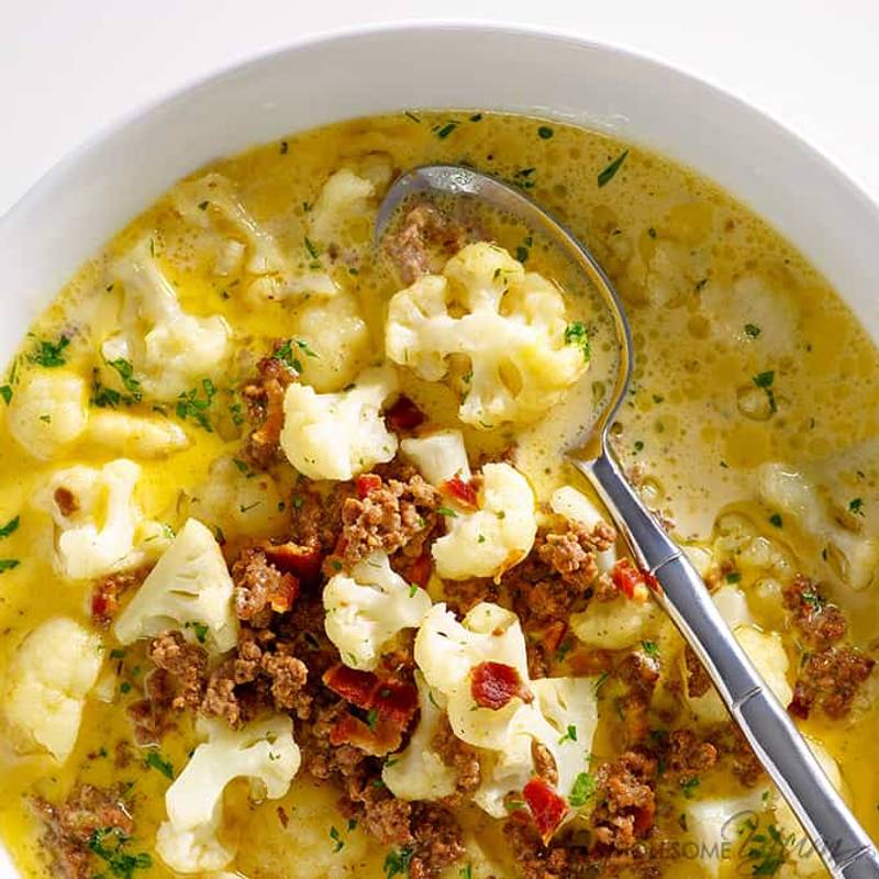 Easy Low Carb Bacon Cheeseburger Soup Recipe