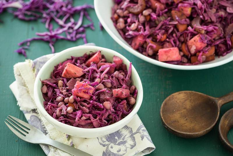 Braised Red Cabbage with Beans