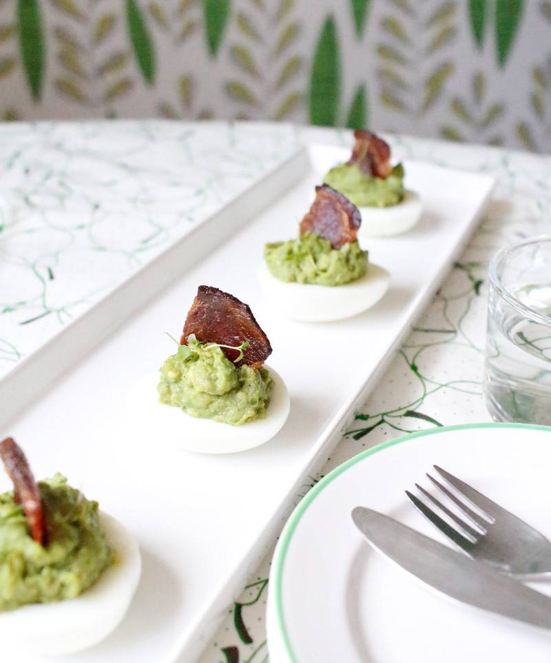 Keto avocado eggs with bacon sails