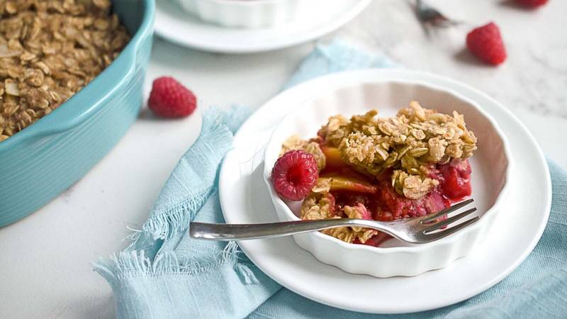 Warm Peach and Raspberry Crumble