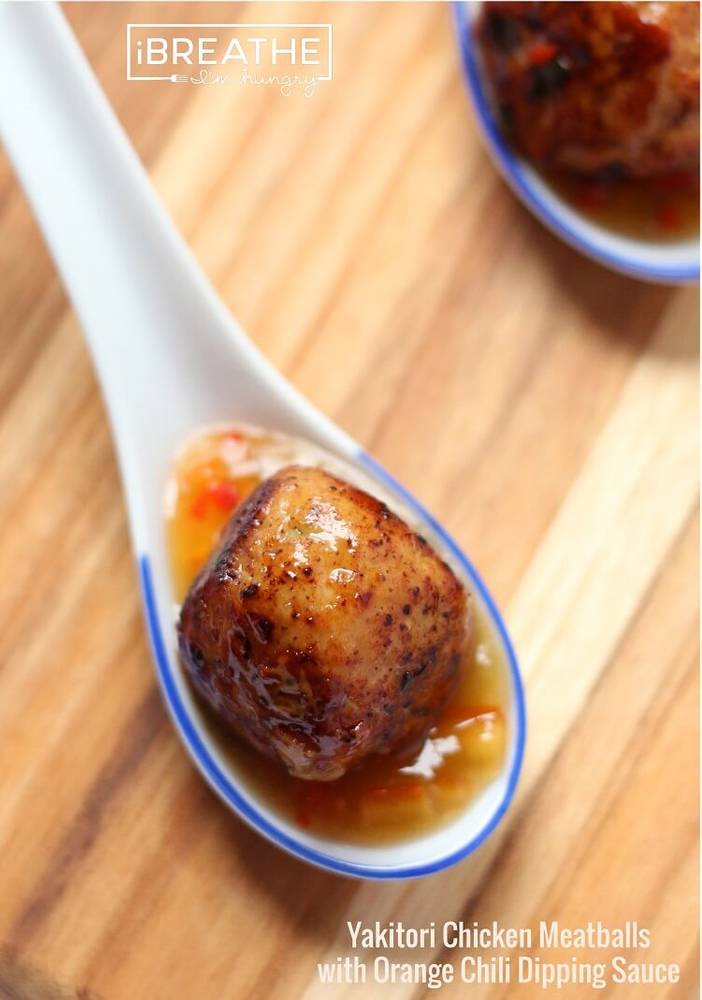 Low Carb Yakitori Chicken Meatballs with Orange Chili Sauce