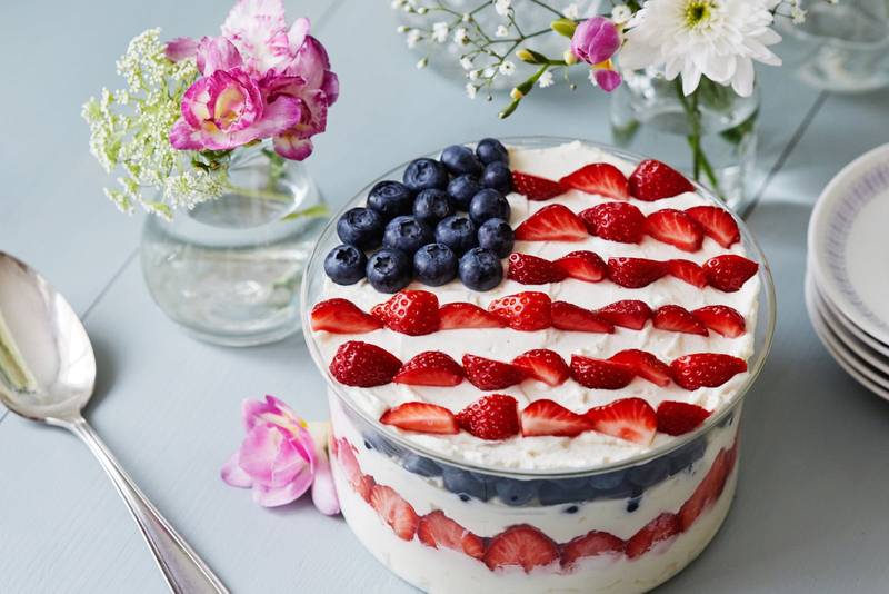 Low-carb 4th of July summer berry trifle