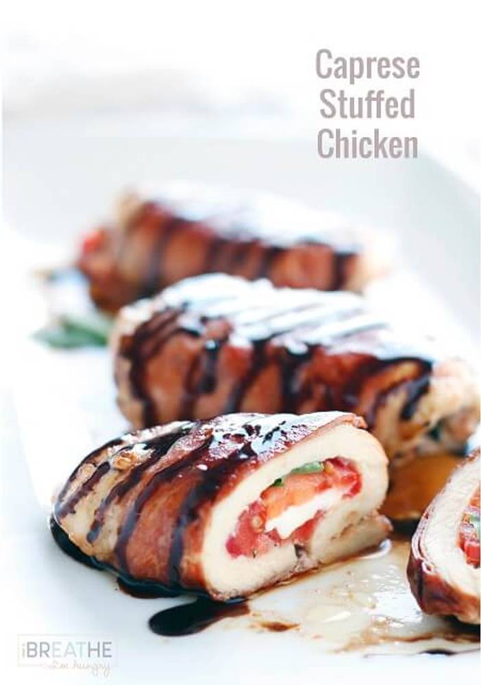 Low Carb Caprese Stuffed Chicken with Balsamic Glaze