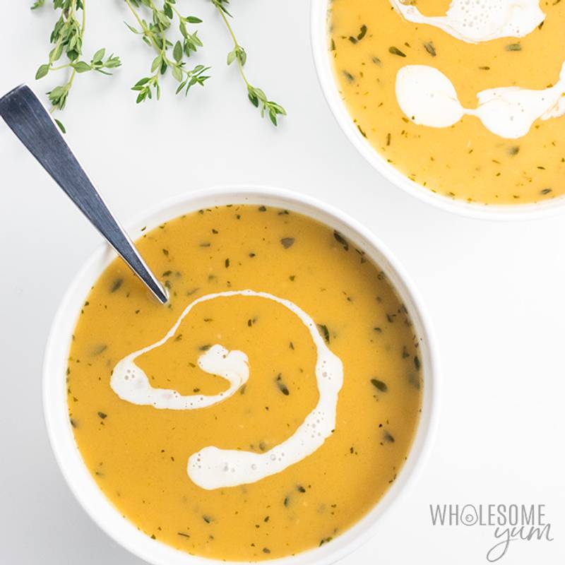 Creamy Low Carb Paleo Butternut Squash Soup Recipe with Coconut Milk