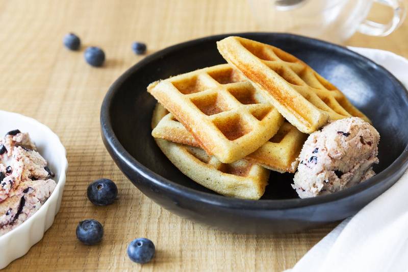 Keto waffles with blueberry butter