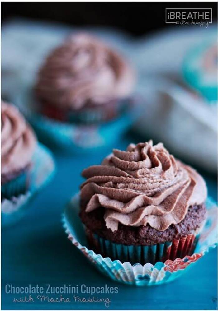 Chocolate Zucchini Cupcakes w/ Mocha Frosting - Low Carb