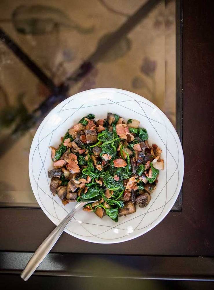 Keto Spinach Mushroom Bacon Saute Recipe
