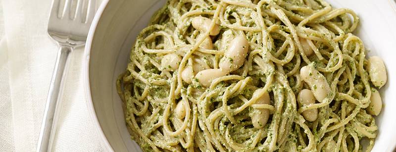 Pesto Pasta with White Beans