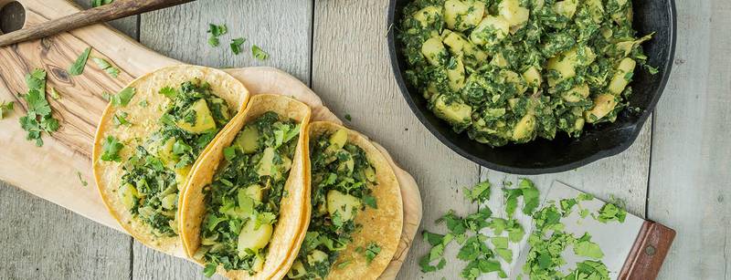 Spinach-Potato Tacos