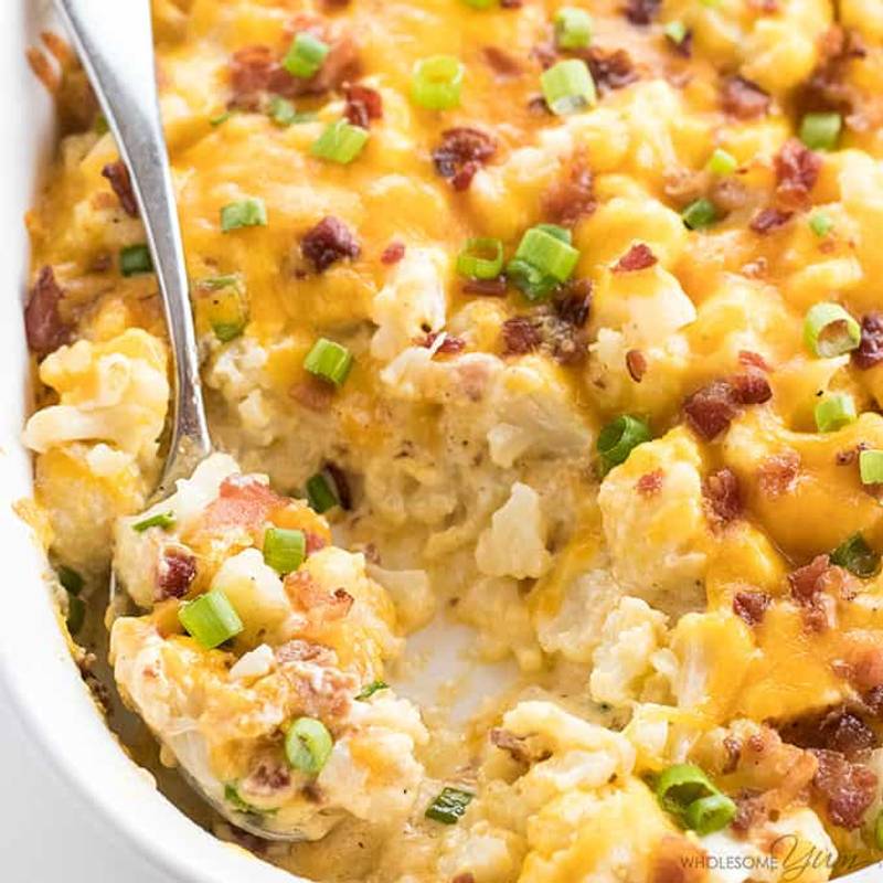 Easy Cheesy Loaded Cauliflower Casserole Recipe
