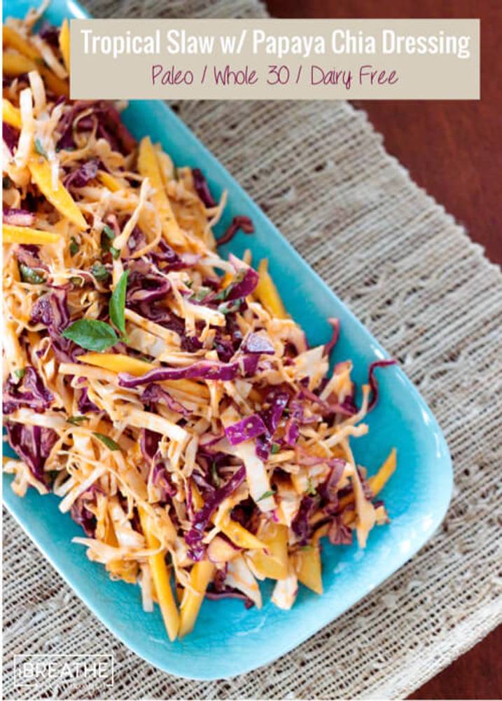Tropical Slaw w/ Papaya Chia Dressing - Paleo & Whole 30