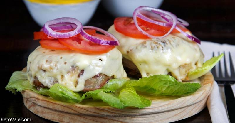 Keto Bunless Bacon Cheeseburger with Mushrooms