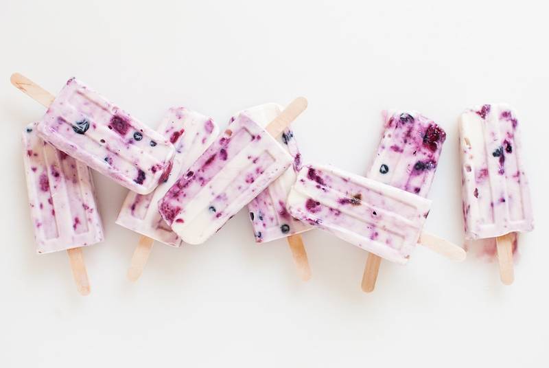 Roasted Berry and Honey Yogurt Pops