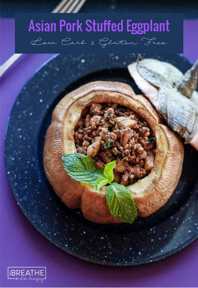 Asian Pork Stuffed Eggplant - Low Carb and Gluten Free