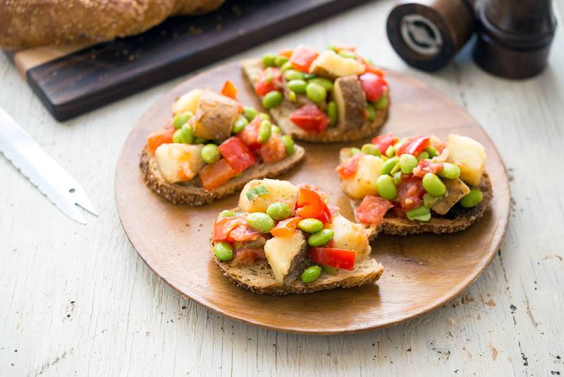 Potato-Edamame Hash on Toast