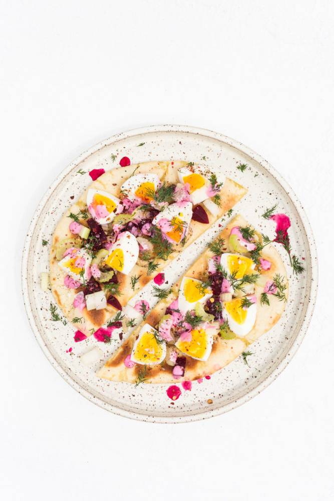 Egg Salad with Pink Mayo & Pickled Beets