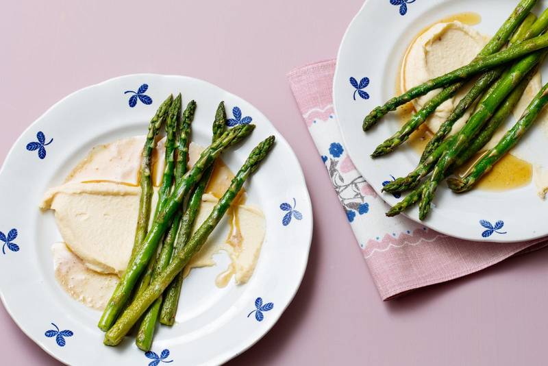 Keto browned butter asparagus with creamy eggs
