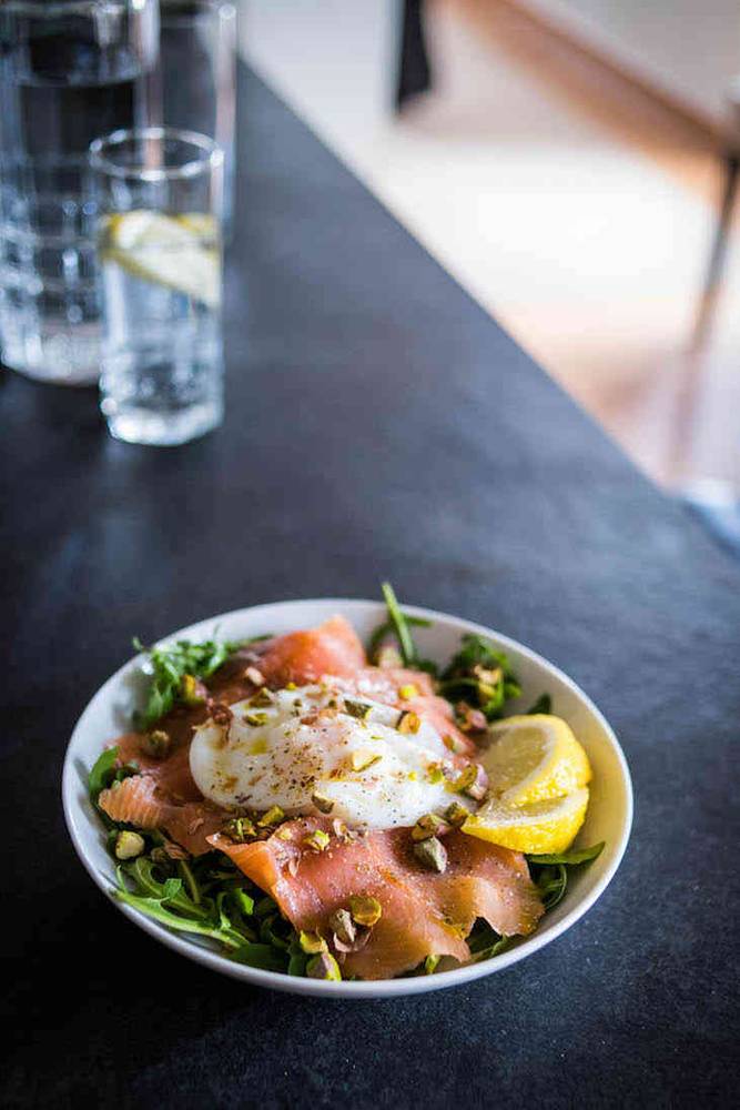 Keto Smoked Salmon Salad with Poached Egg