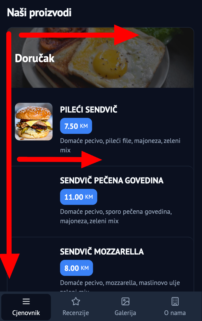 F-uzorak skeniranja na mobilnom uređaju