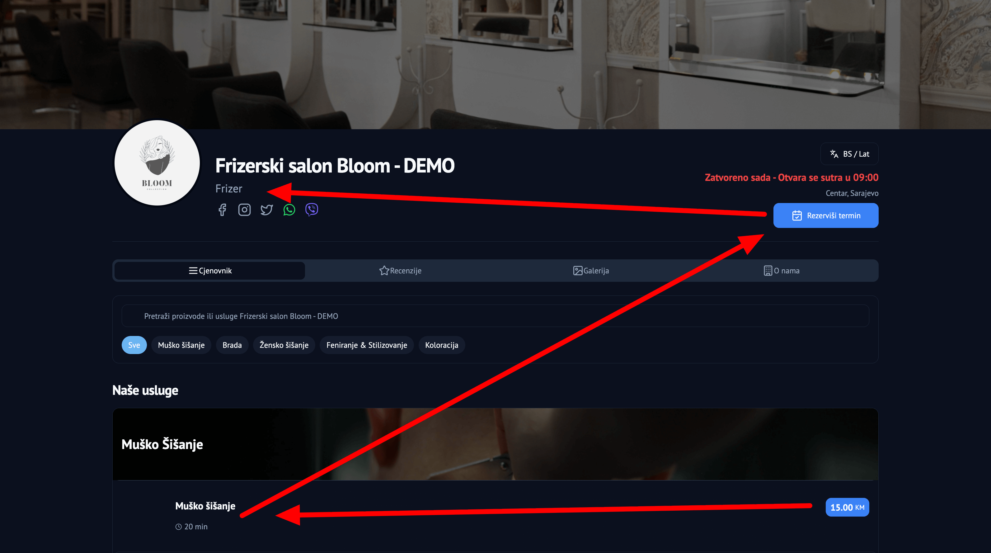 Z-uzorak skeniranja na papirnom meniju