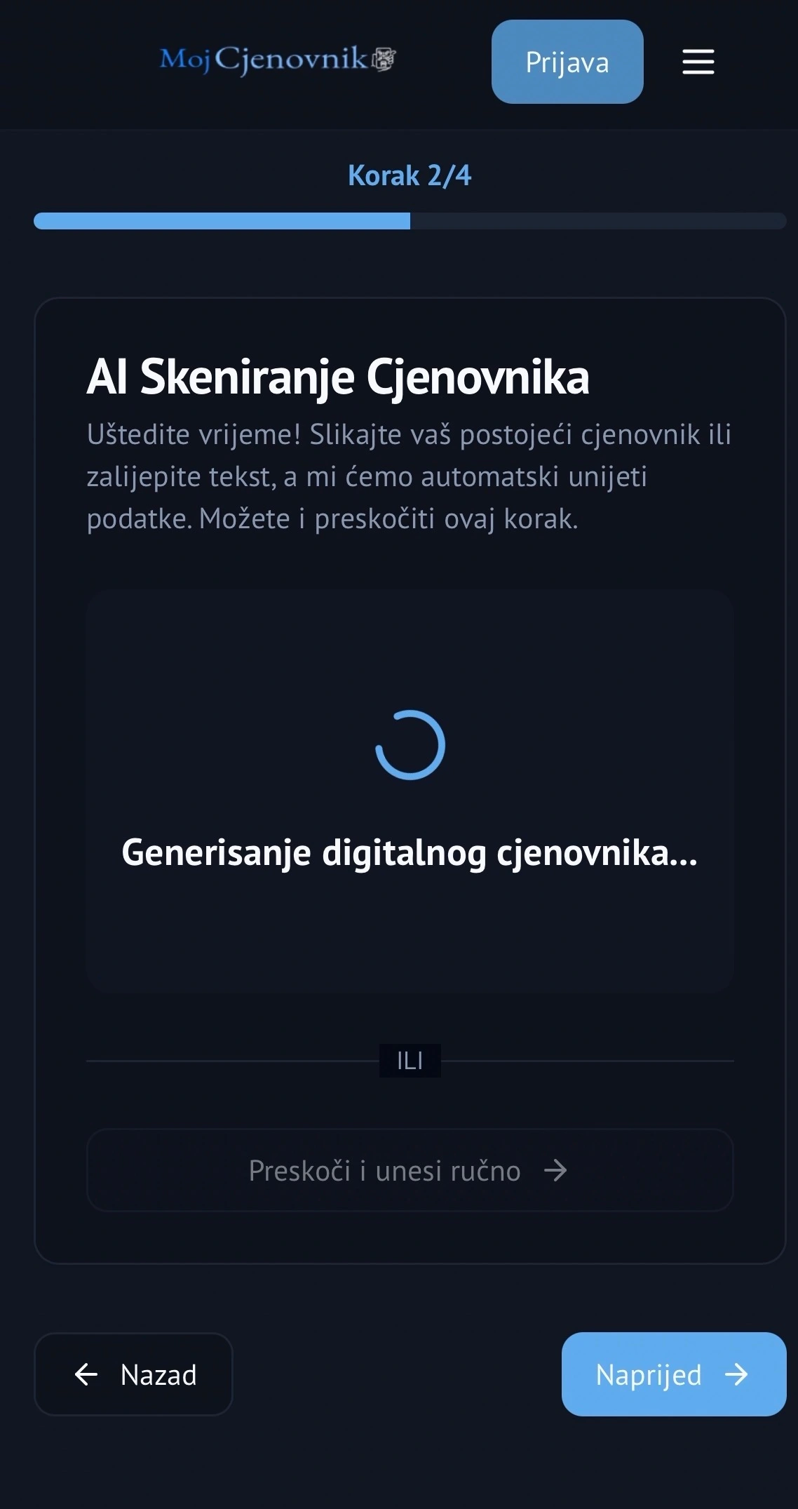 AI skeniranje menija tehnologija