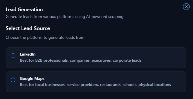Step 1: Select Lead Source