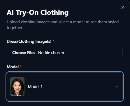 Step 1: Choose your model, and upload your Product