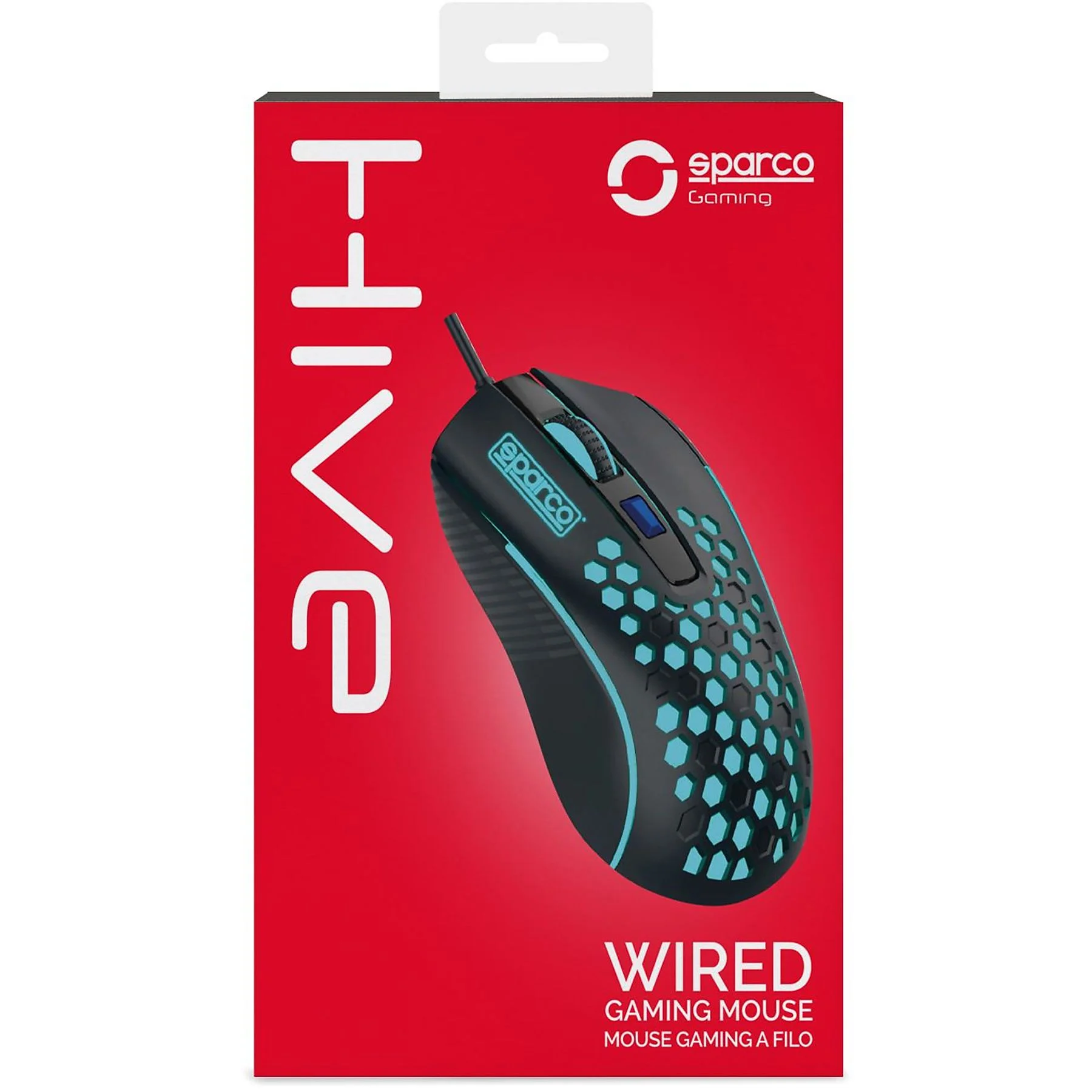 MOUSE GAMING SPARCO SP, Collegamento USB Typ-A, Scrolling a Rotella, Risoluzione max 3600 dpi, forma ergonomica, Nero, Turchese