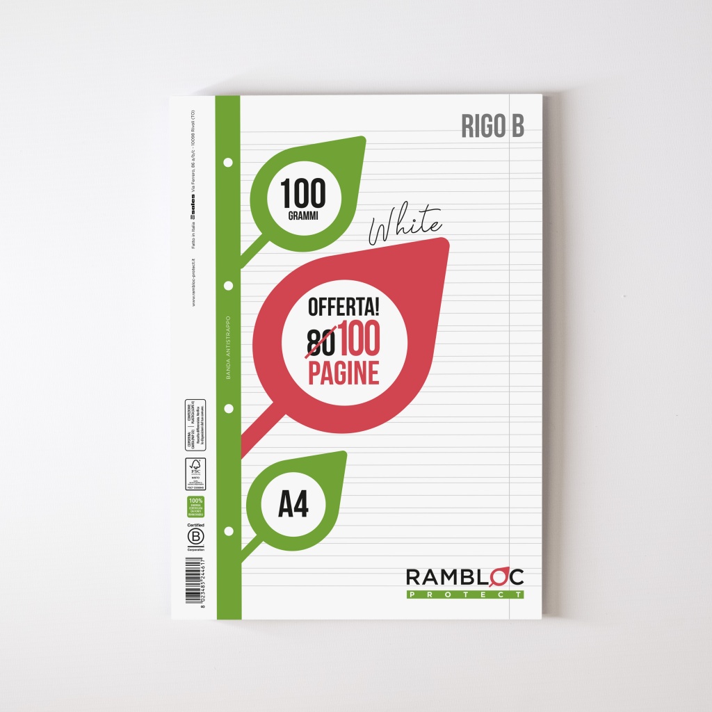 Ricambio rinforzato Rambloc 100 gr. 80+20 pagine A4 3 ELEMENTARE
