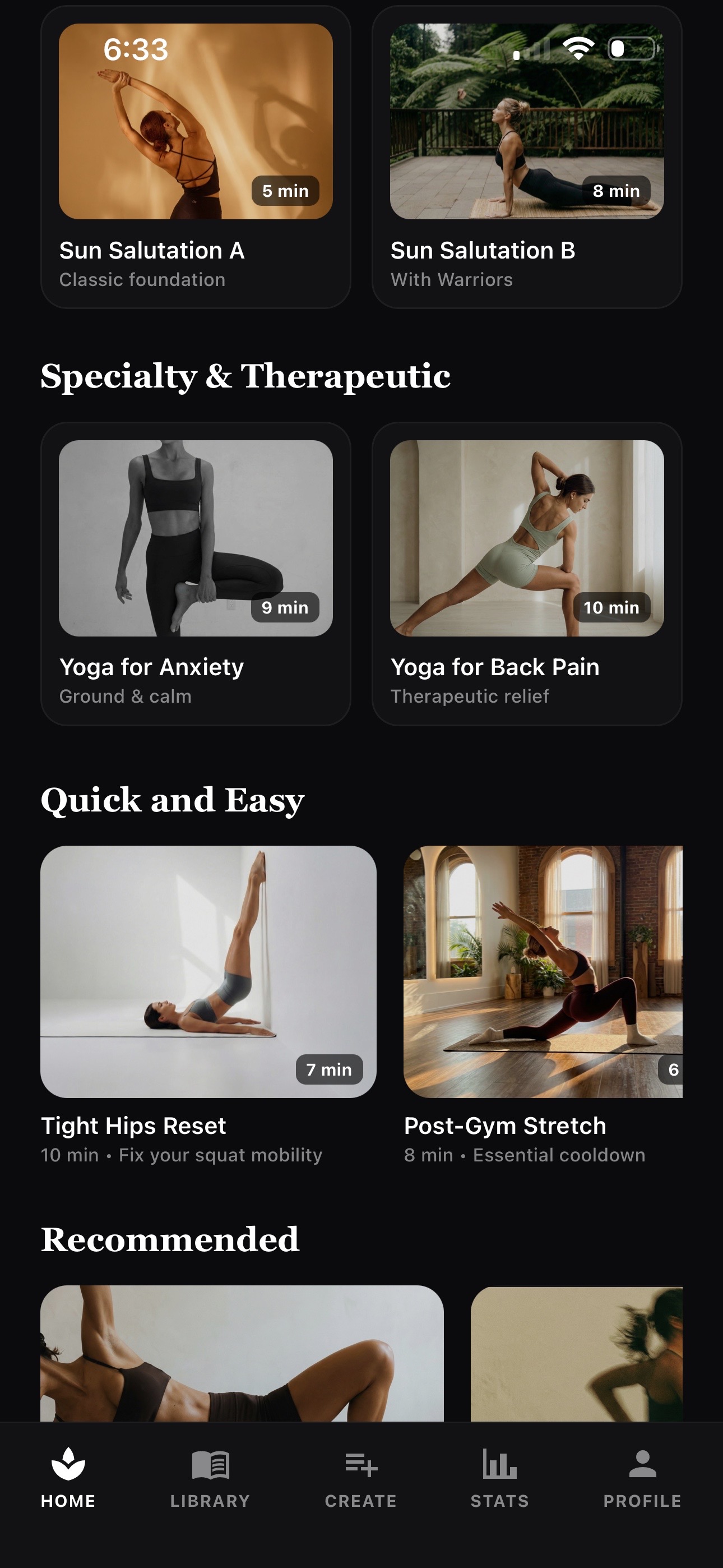 A phone showing the daily yoga flows feature.