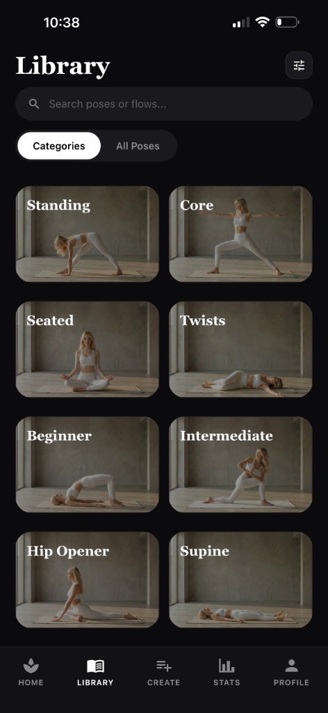 A phone showing the pose library feature.