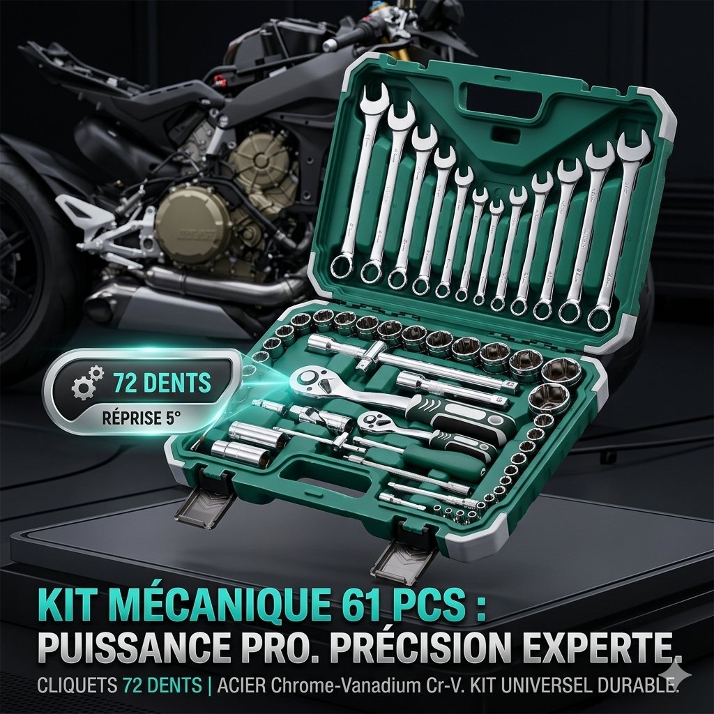 Kit mécanique 61 pcs 72 dents pour auto moto | ExpertDiag Congo