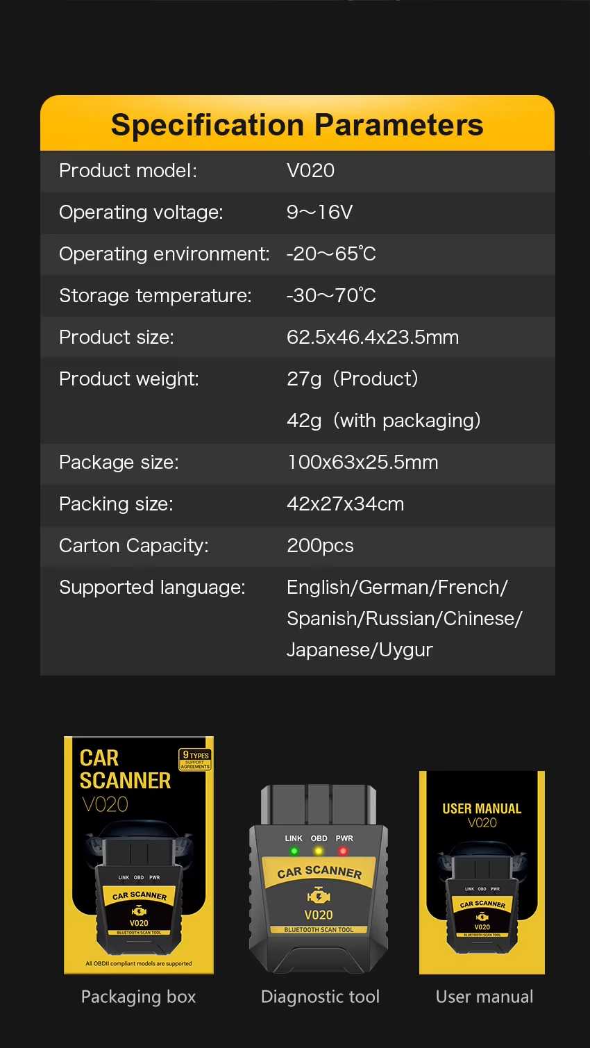 Scanner Diagnostic Sans Fil AutoScan V020 – Bluetooth OBD2 — visuel 4
