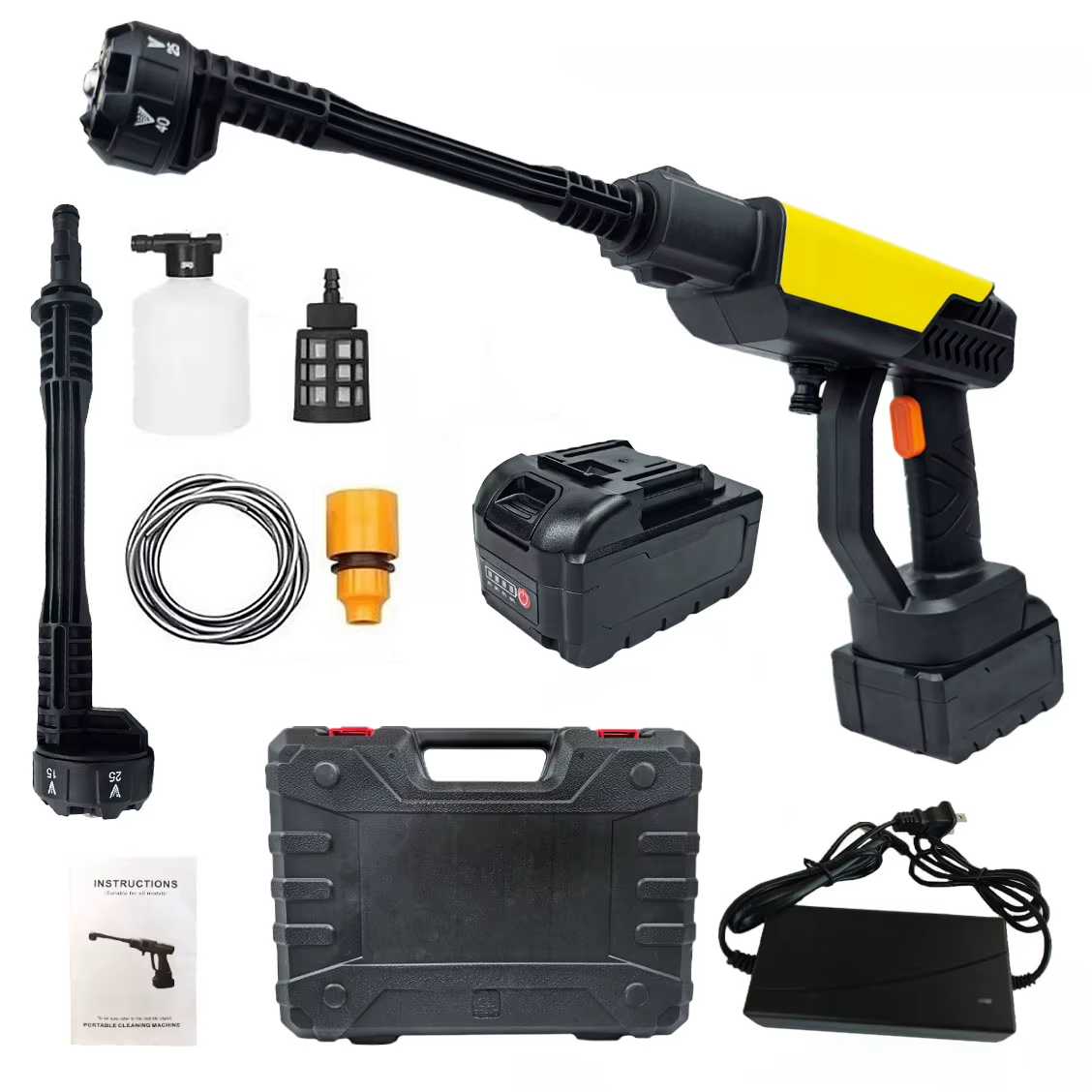 Pistolet Nettoyeur Haute Pression Sans Fil 21V / 550W – Kit de Lavage Auto & Extérieur Complet 90PSI — visuel 1