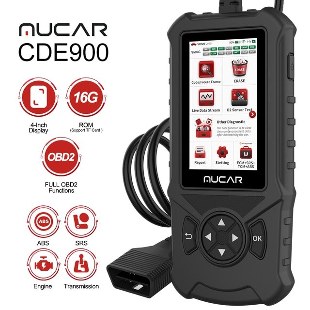 MUCAR CDE900 | Scanner Diagnostic OBD2 Moteur ABS SRS TCM | Congo