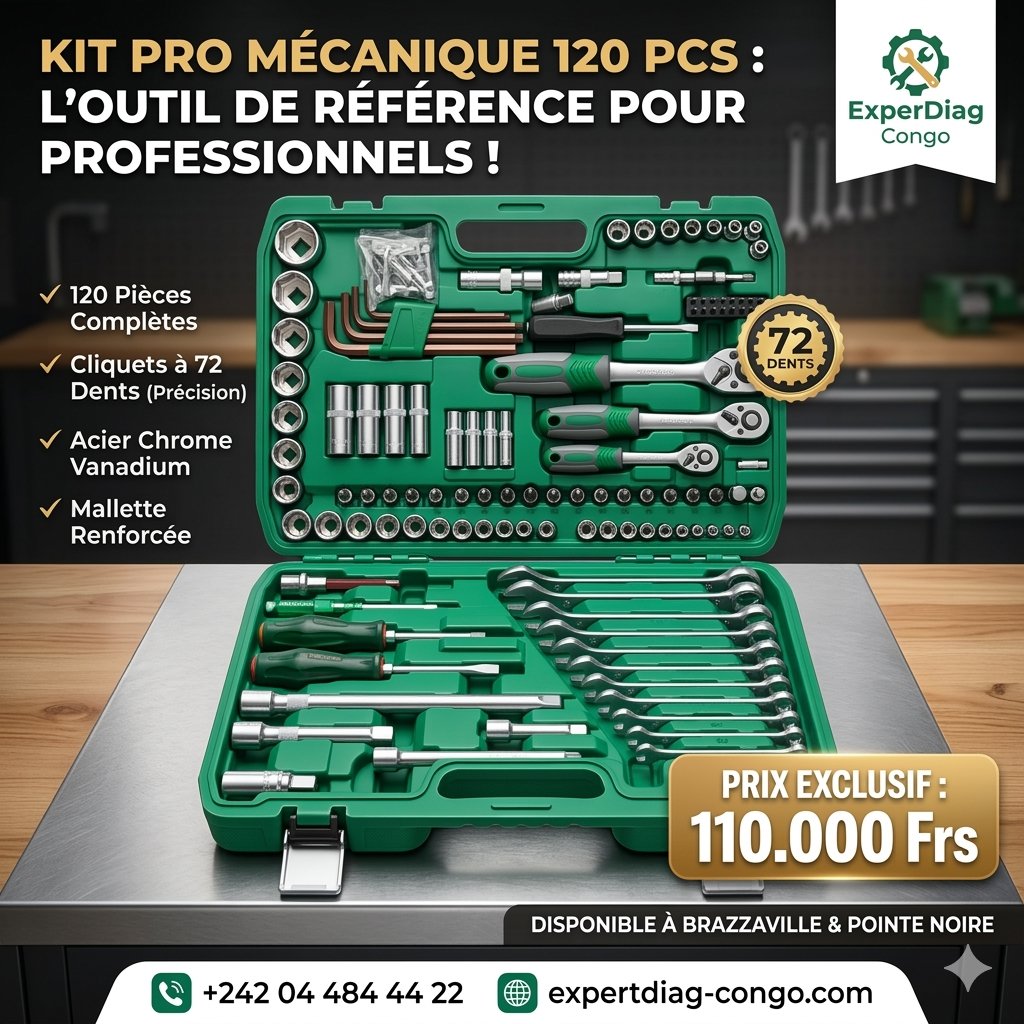 Kit Pro Mécanique 120 Pcs | Outil Essentiel pour Pros au Congo