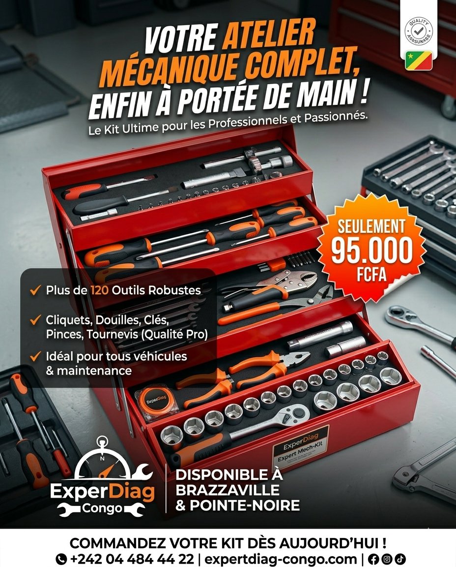 Kit Outils Mécanique Complet ExpertDiag - Congo Brazzaville