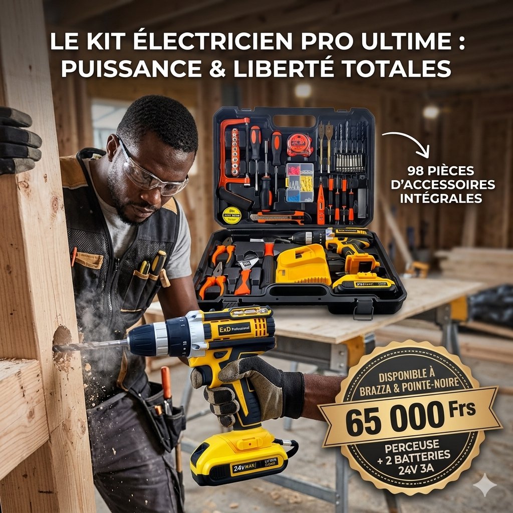 Kit Perceuse Complet Jaune - Outil Polyvalent pour le Congo