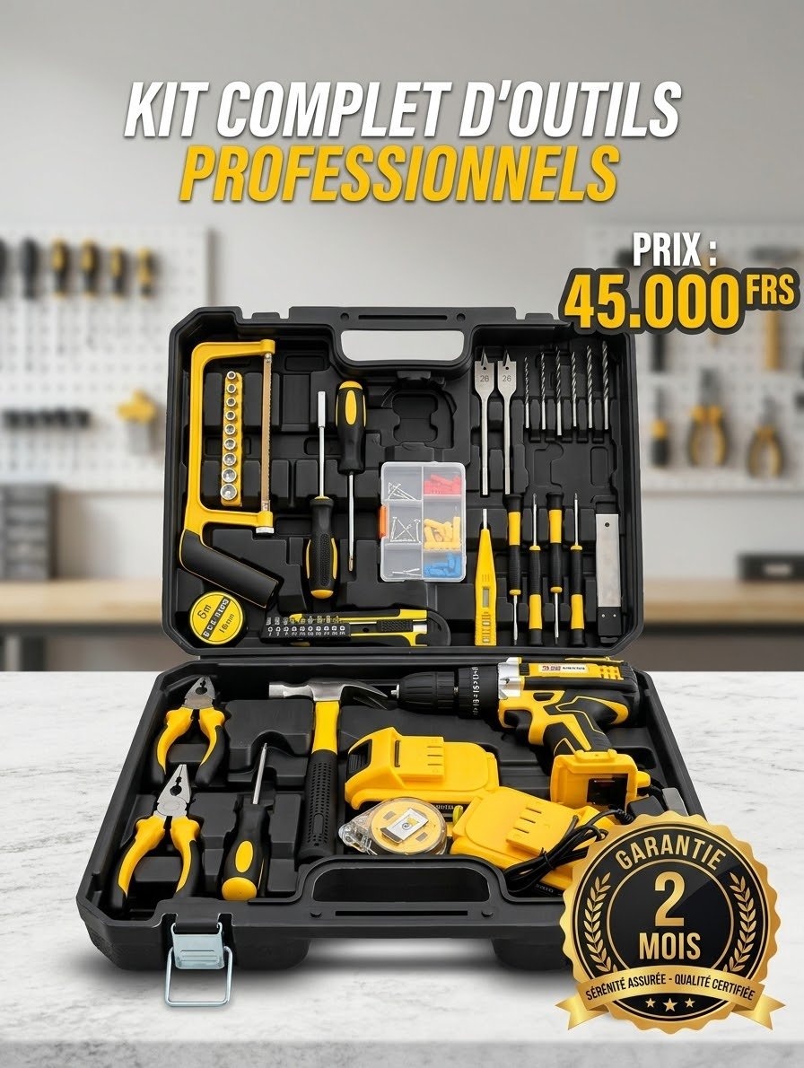 Kit Perceuse Complet Jaune - Outil Polyvalent pour le Congo