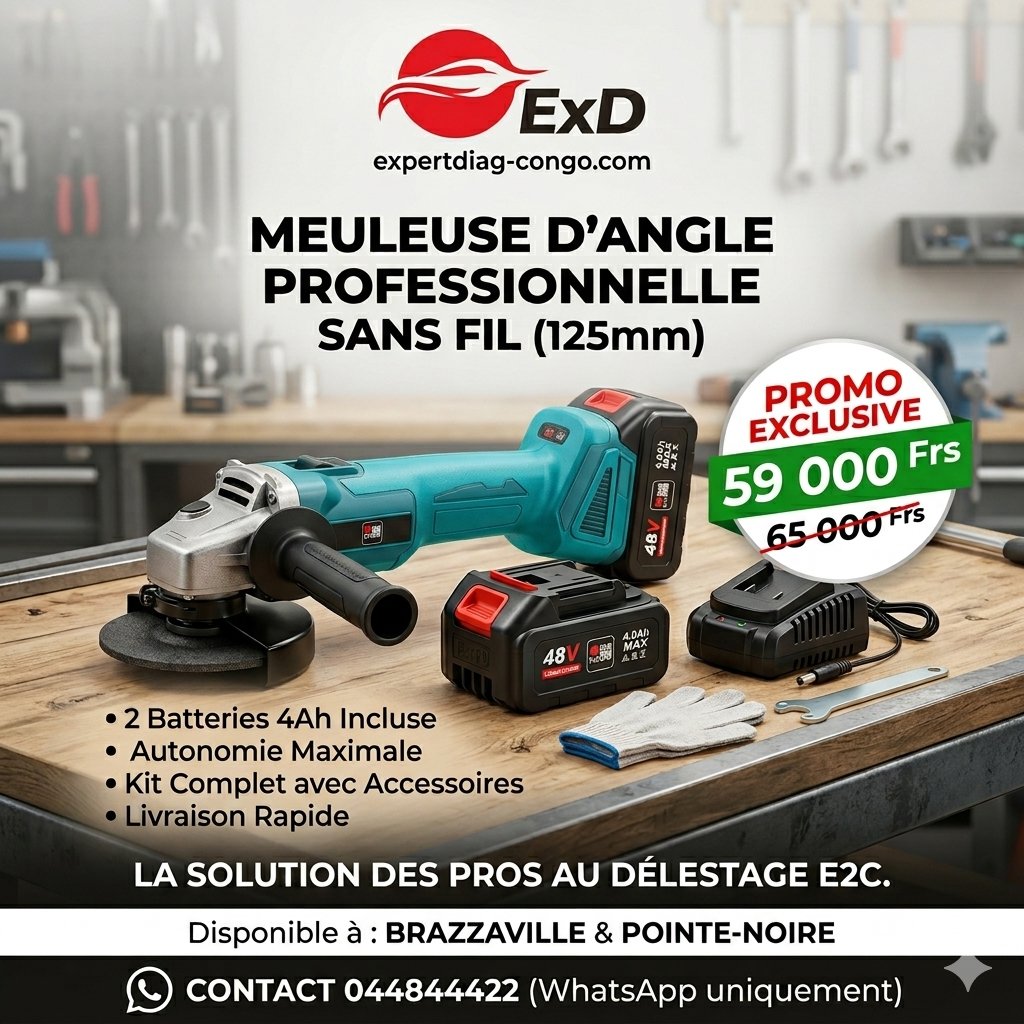 Meuleuse d'Angle Sans Fil 125mm EXD - Puissance Pro au Congo