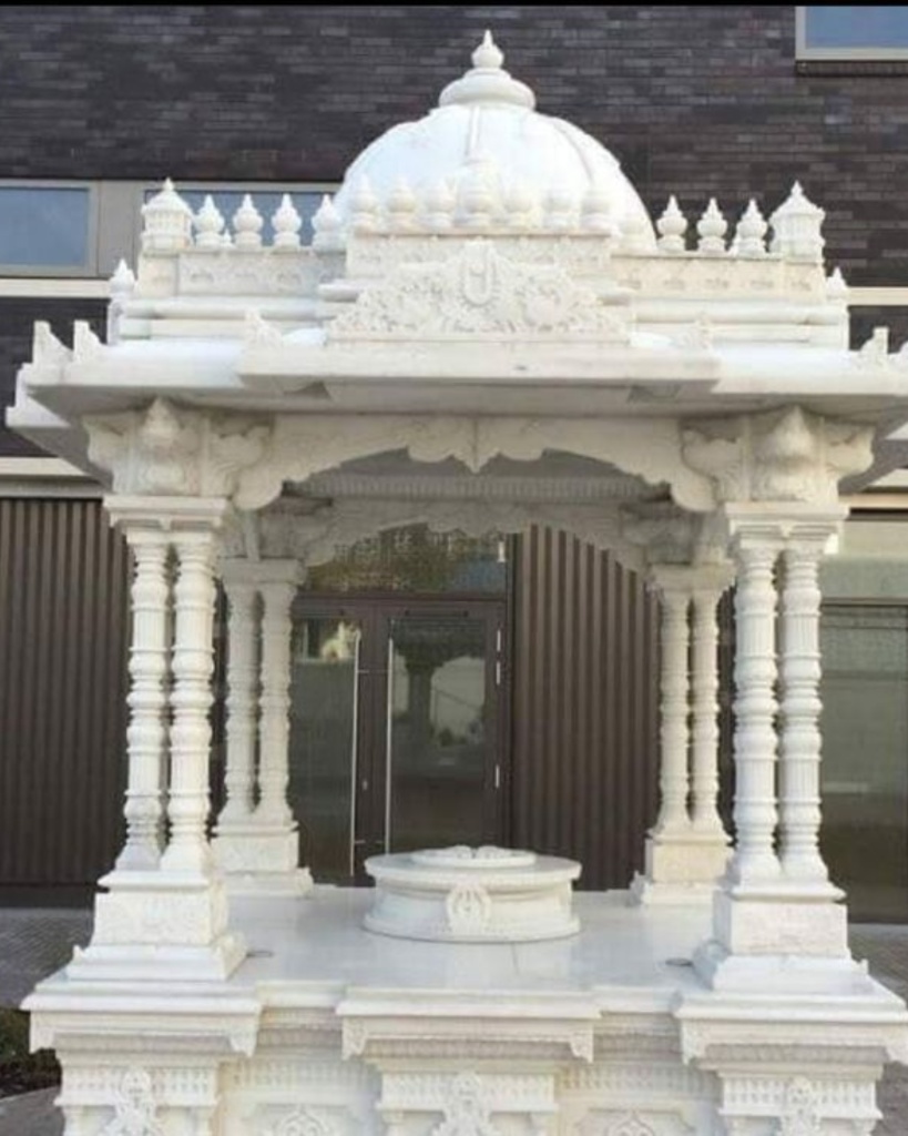Side view of a large marble temple