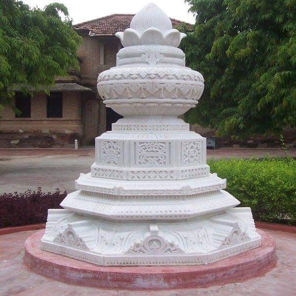 The majestic entrance of a completed temple project.