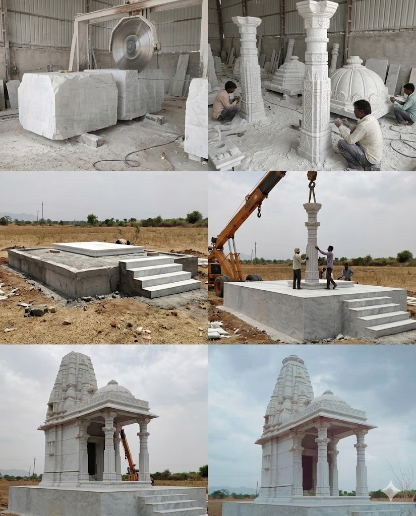 Intricate floral patterns carved into marble.