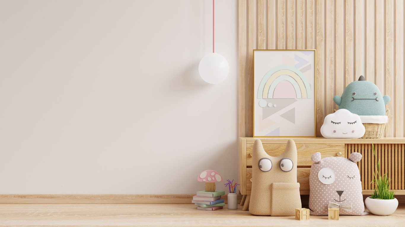 Children playing happily in a bright, clean daycare room.