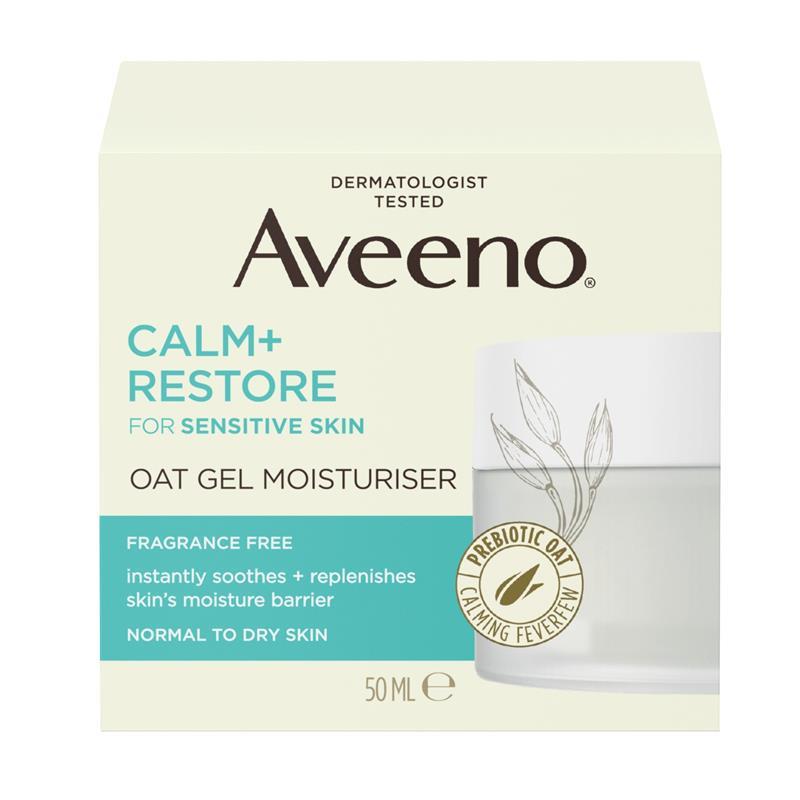 Aveeno Calm+Restore Oat Gel Moisturiser 50ml for Sensitive Skin
